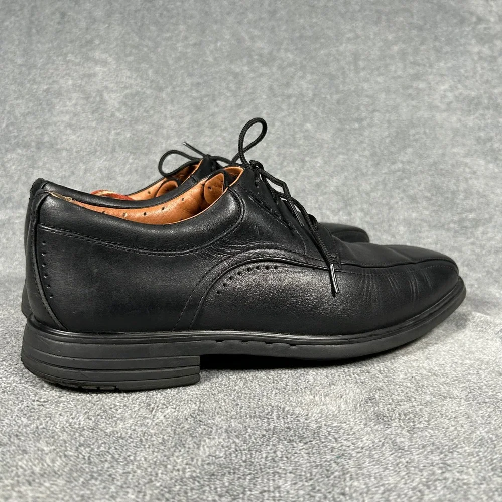 Clarks Unstructured Derby Mens Black Leather Dress Shoes Square Toe 9.5 M